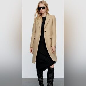 ZARA RARE Manteco cream / beige colored sheep wool coat SZ Medium